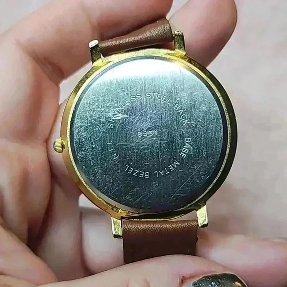 Moulin Mother of Pearl Oversize Round Watch with Woven Leather Speidel Band - Picture 3 of 4